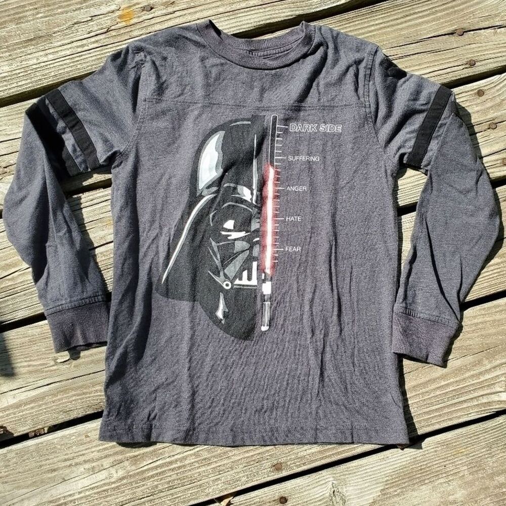 Star Wars Darth Vader Boys T-shirt Sz Medium Long Sleeve Dark Gray